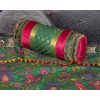 Cerise and Turquoise Brocade and Velvet  Bolster